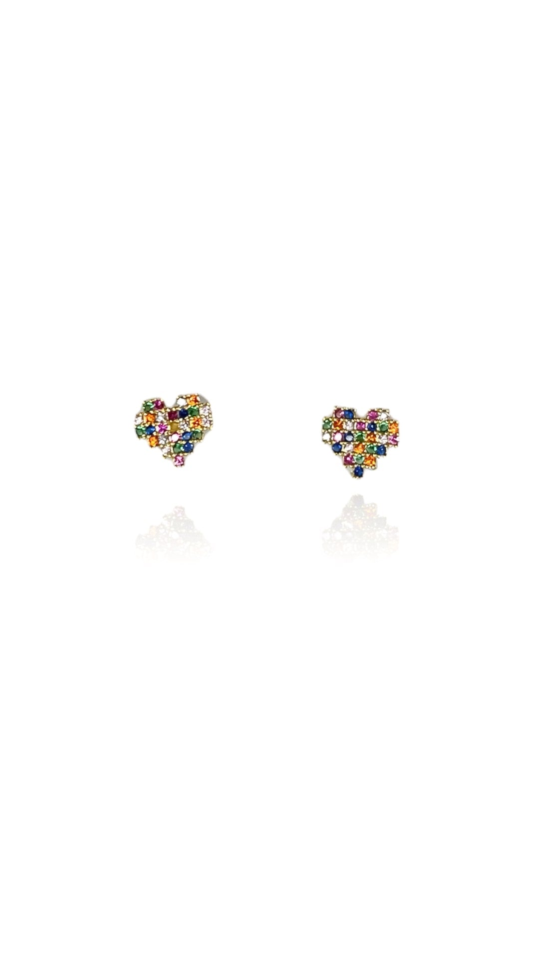 Brinco Coração Com Zircônias Coloridas