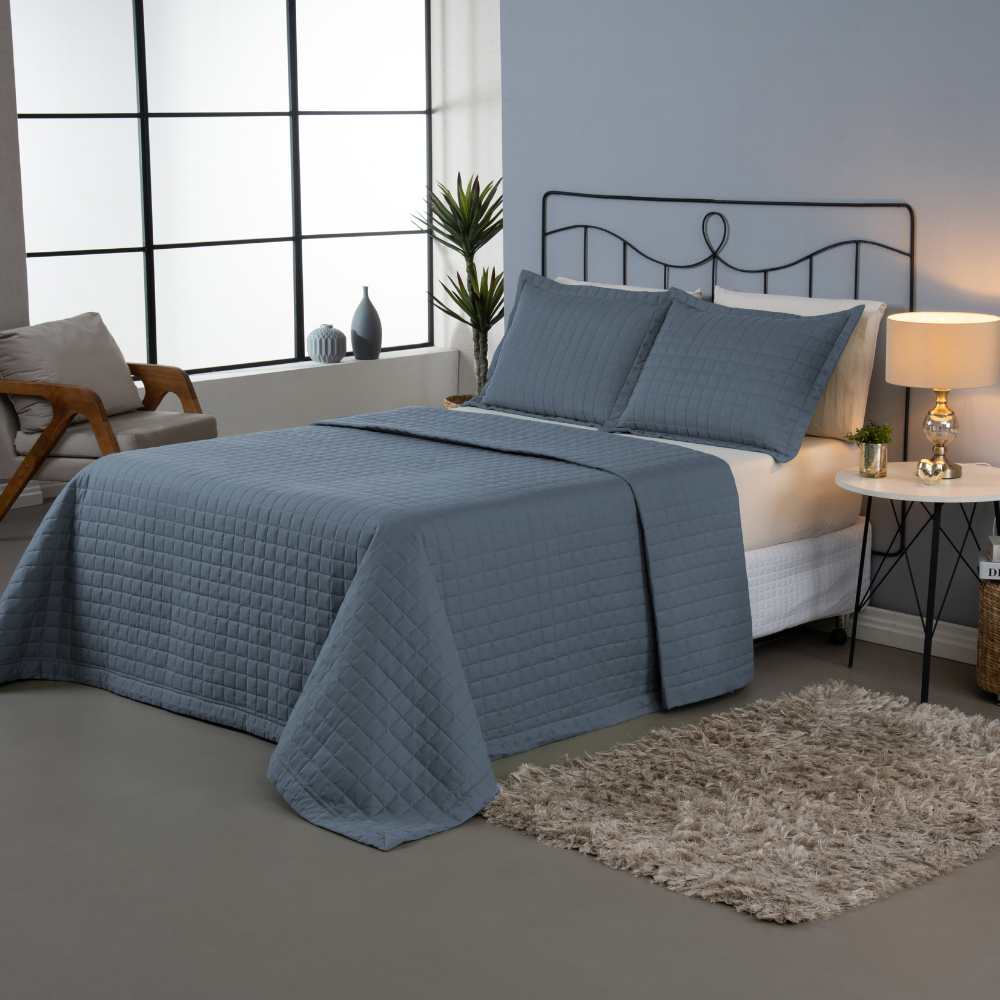 Kit Cobre Leito Matelado Copacabana 3 Peças Queen