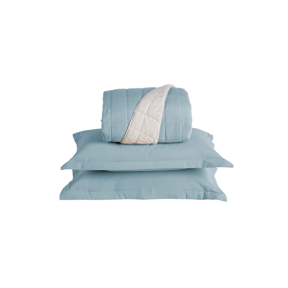 Kit Cobre Leito Matelado Dupla Face Sherpa de Carneiro 3 Peças Casal