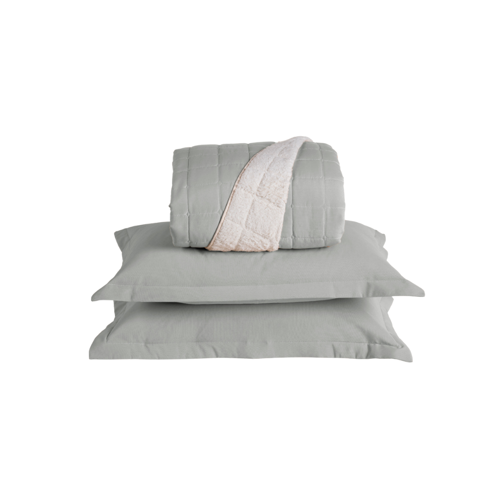 Kit Cobre Leito Matelado Dupla Face Sherpa de Carneiro 3 Peças Queen