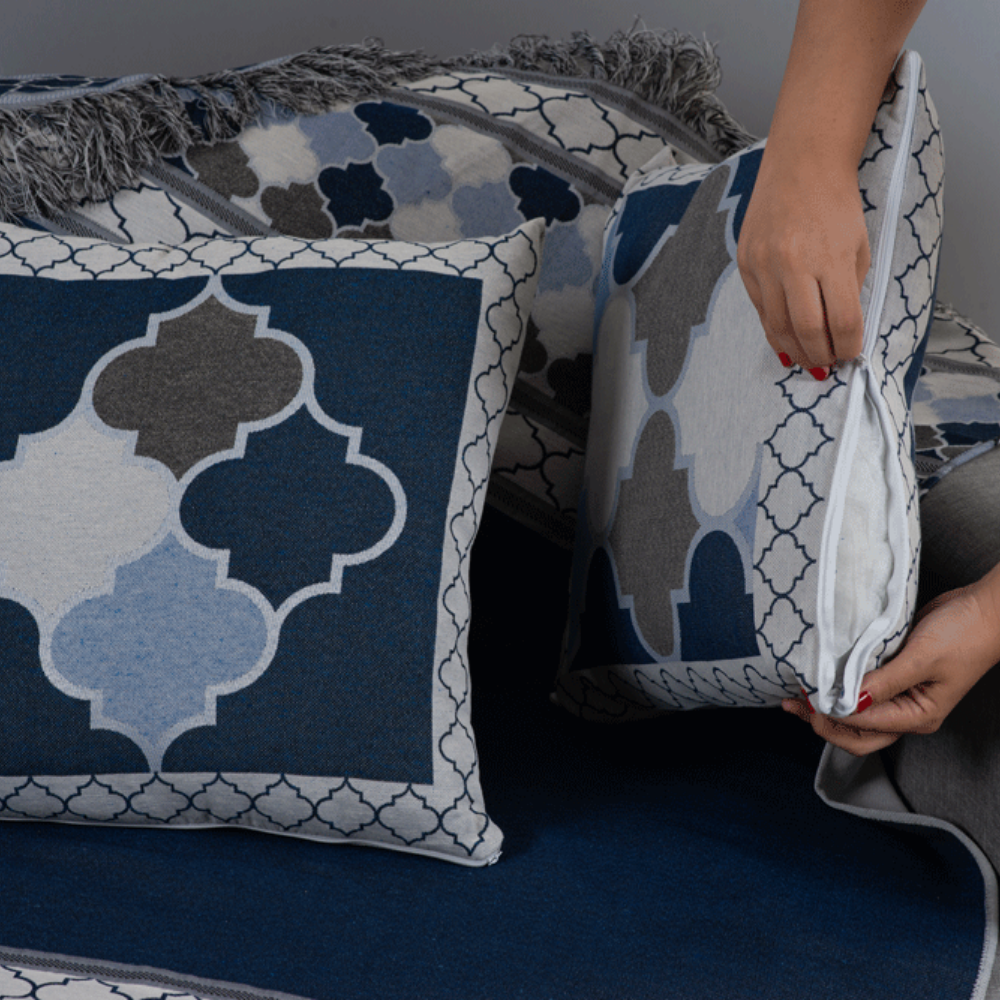 Kit Manta Para Sofá Com Franja Grécia 5 Peças