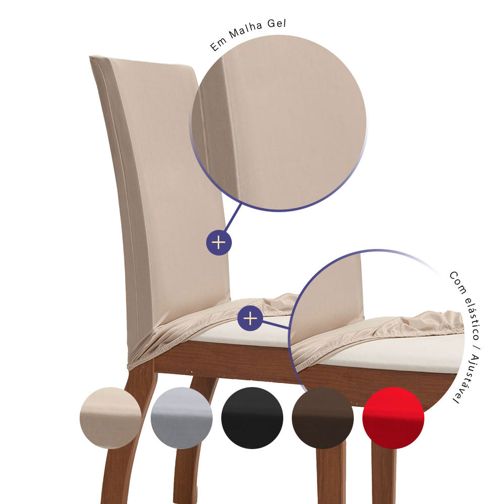 Kit 04 Capas Para Cadeiras 4 Lugares Malha Gel