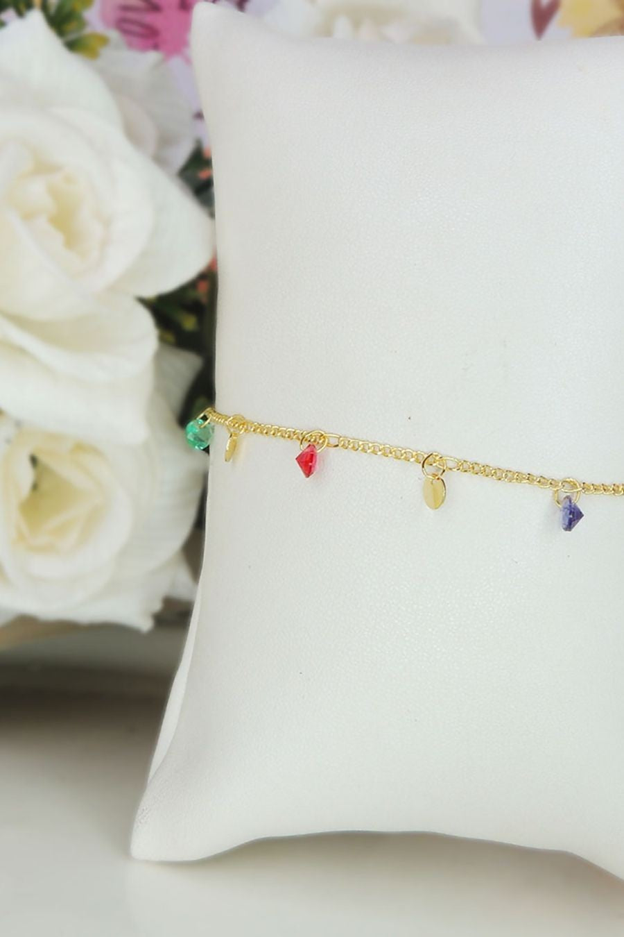 Pulseira de Zircônias Coloridas Banhado a Ouro 18k (PL0057)