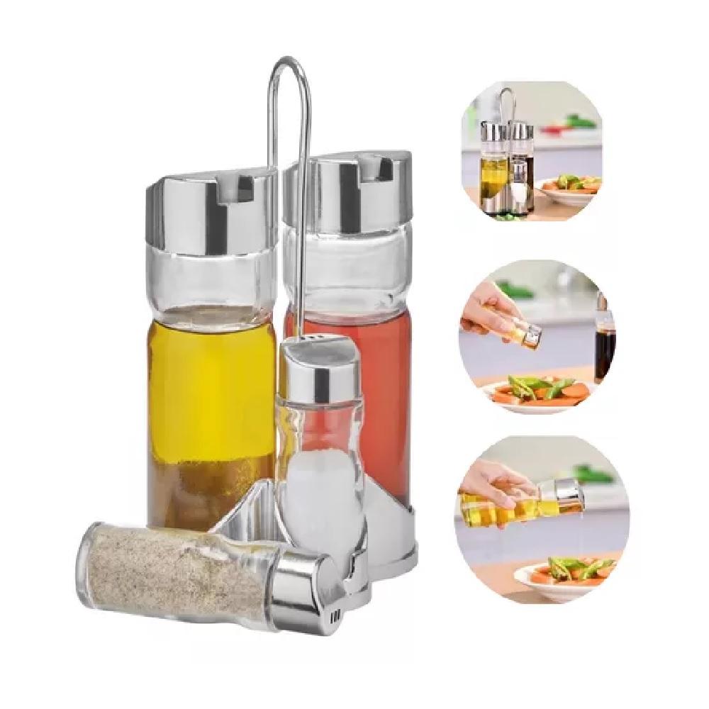 Galheteiro de vidro com suporte 5 Peças