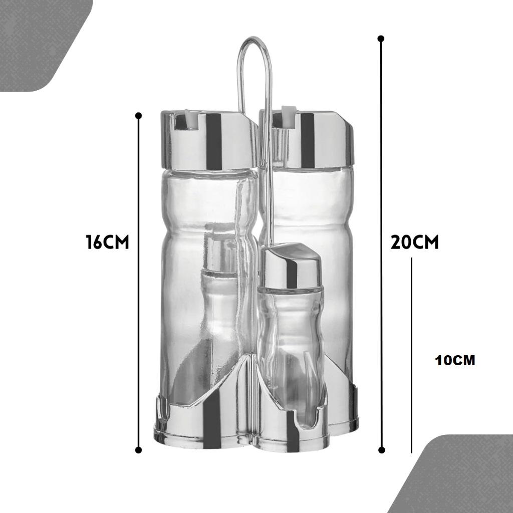 Galheteiro de vidro com suporte 5 Peças