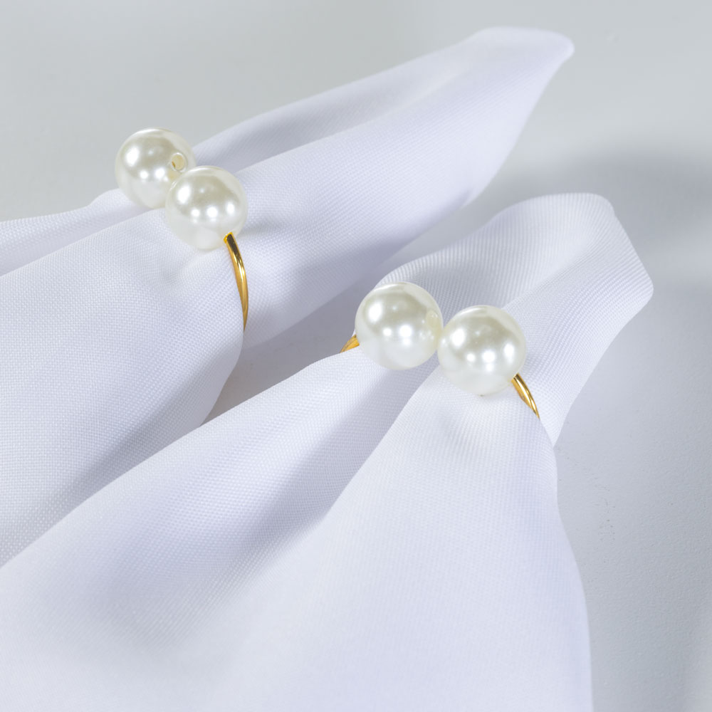 Kit 2 Anéis Para Guardanapos Pérola Dourado