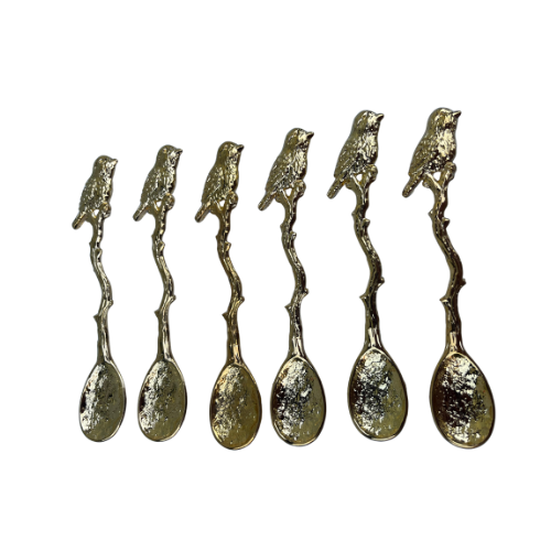 Conjunto de 6 colheres para café dourada