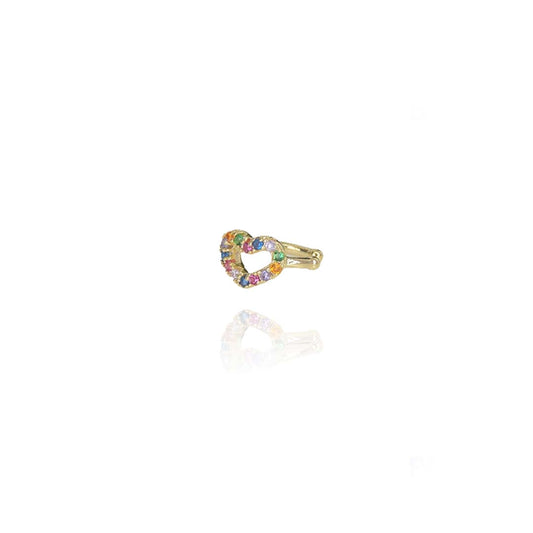 Piercing Fake Com Coração de Zircônias Coloridas