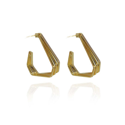 Brinco Argola Três Triangulos Banhado em Ouro 18k (BR0251)
