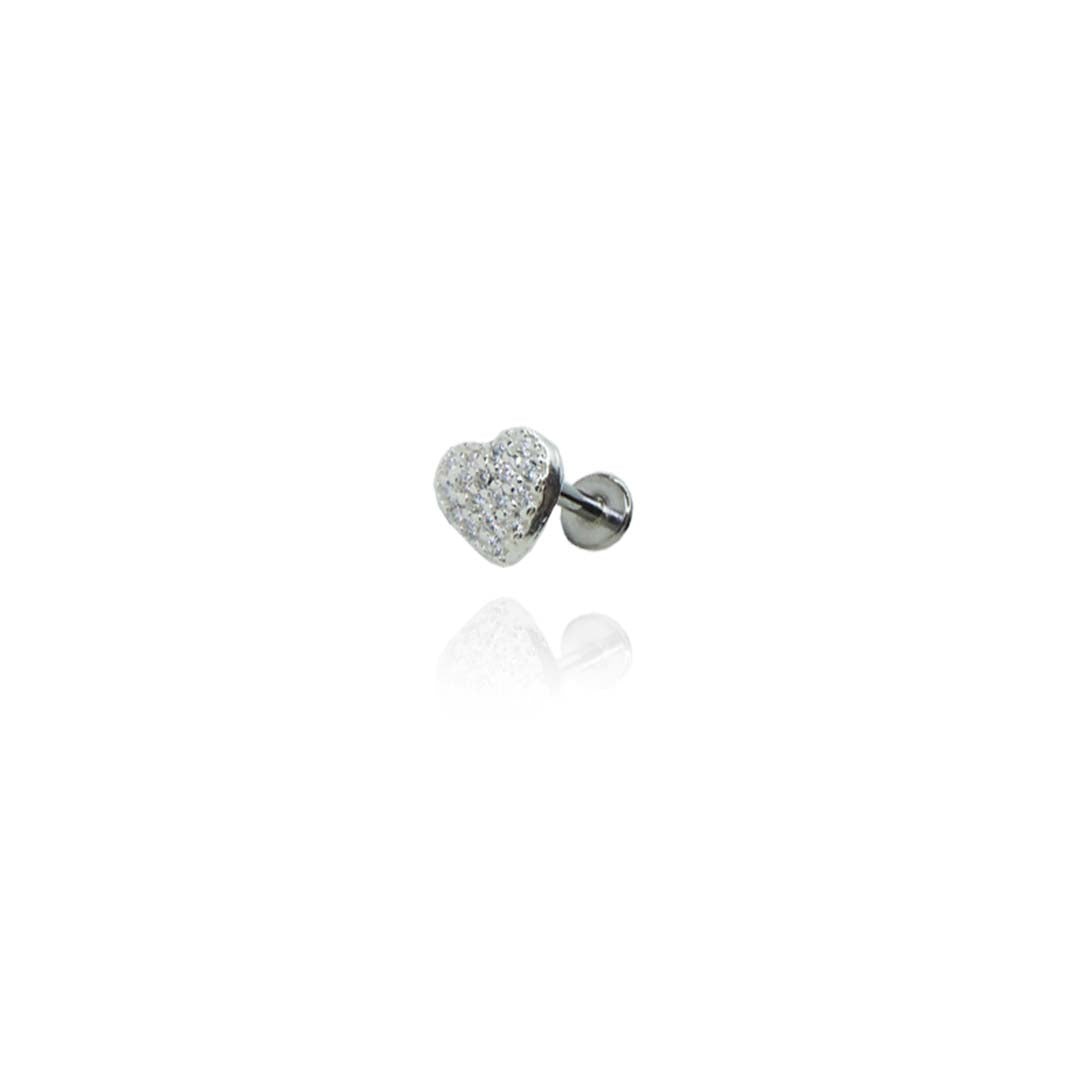 Piercing de Coração Trabalhado com Mini Zircônias