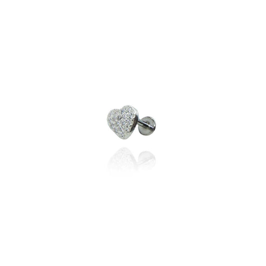 Piercing de Coração Trabalhado com Mini Zircônias