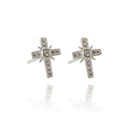 Brinco de Cruz com Zircônias Brancas