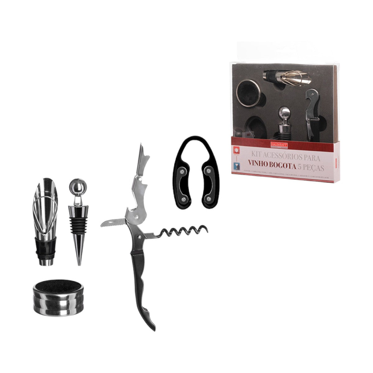 Kit Acessórios Para Vinho 5 Peças