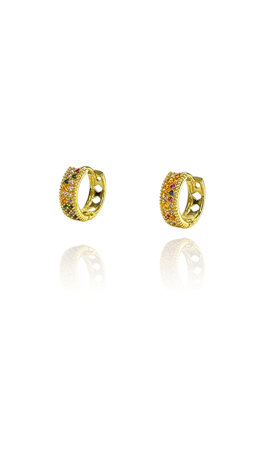 Brinco Argolinha Com Micro Zircônias Coloridas