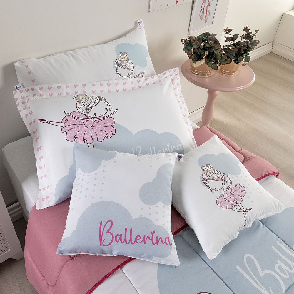 Kit Edredom Solteiro 5 Peças Bailarina