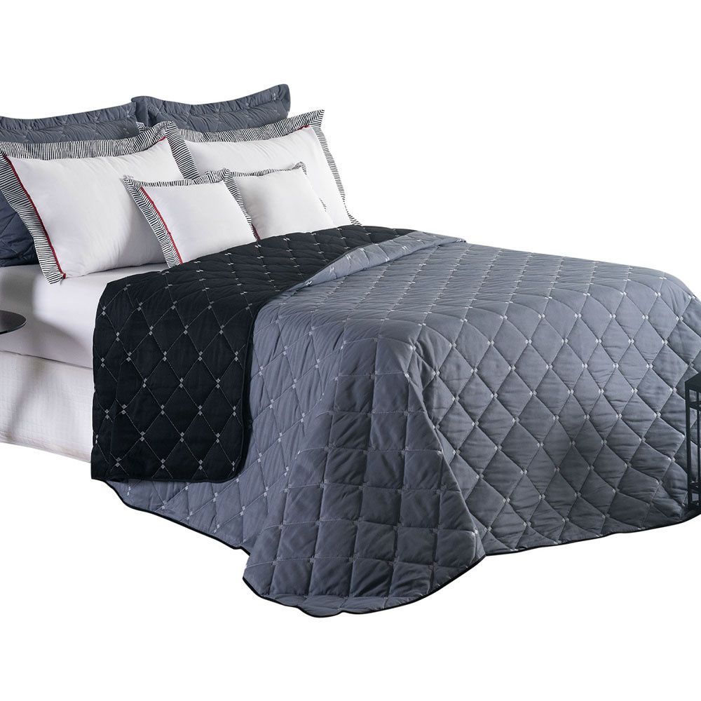 Kit Cobre Leito Dupla Face Casal Queen Bordado