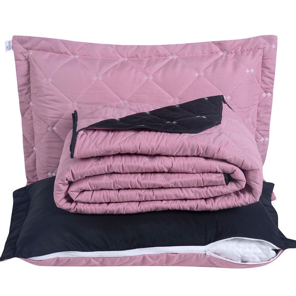 Kit Cobre Leito Dupla Face Casal Queen Bordado