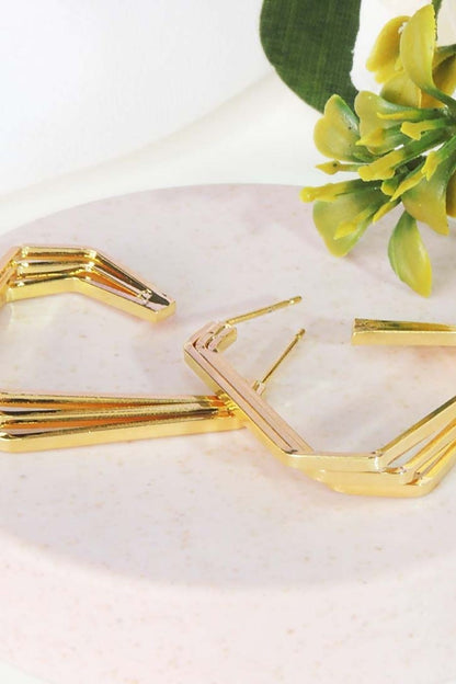 Brinco Argola Três Triangulos Banhado em Ouro 18k (BR0251)