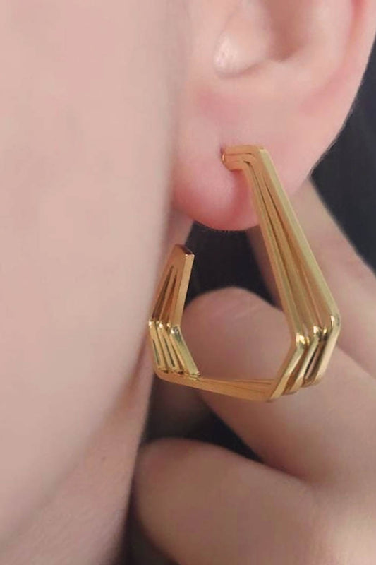 Brinco Argola Três Triangulos Banhado em Ouro 18k (BR0251)