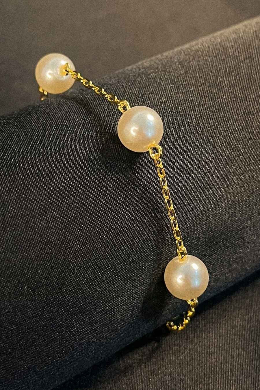 Pulseira de Pérolas Grandes Banhado em Ouro 18k (PL0059)