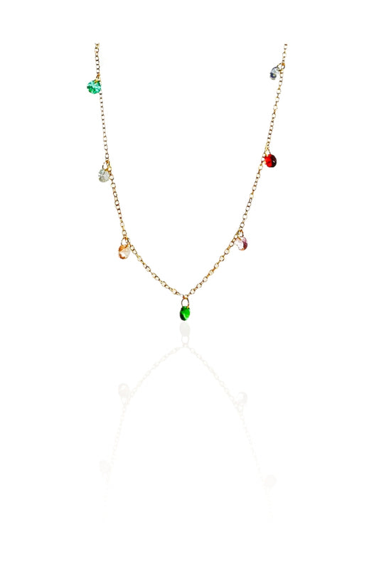 Colar Corrente Americana com Zircônias Multicolor