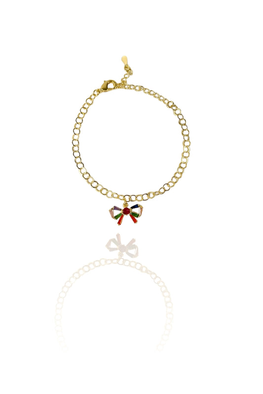 Pulseira Com Laço De Zircônias Coloridas