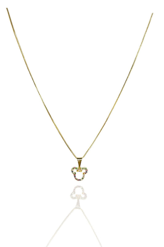 Colar Com Pingente Do Mickey De Zircônia Colorida