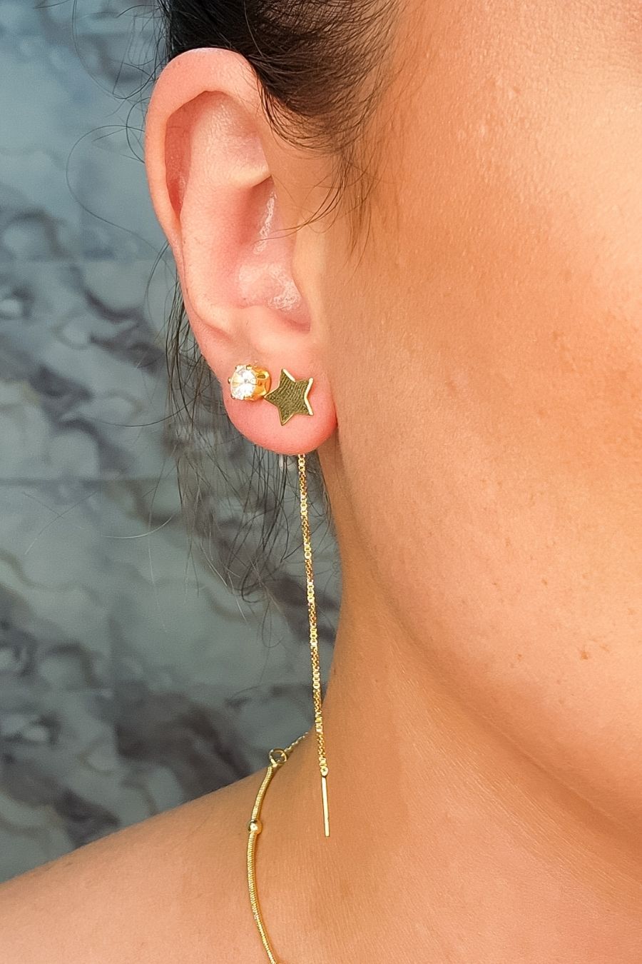 Brinco de Fio Com Estrela