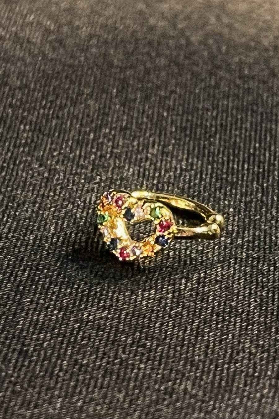 Piercing Fake Com Coração de Zircônias Coloridas