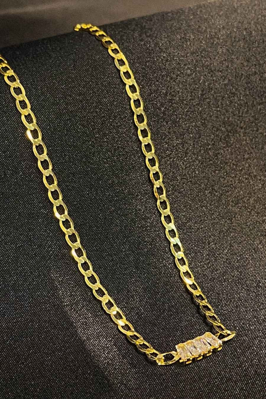 Choker de Corrente Chapada Com Zircônias ao Centro Banhado em Ouro 18k (CK0014)