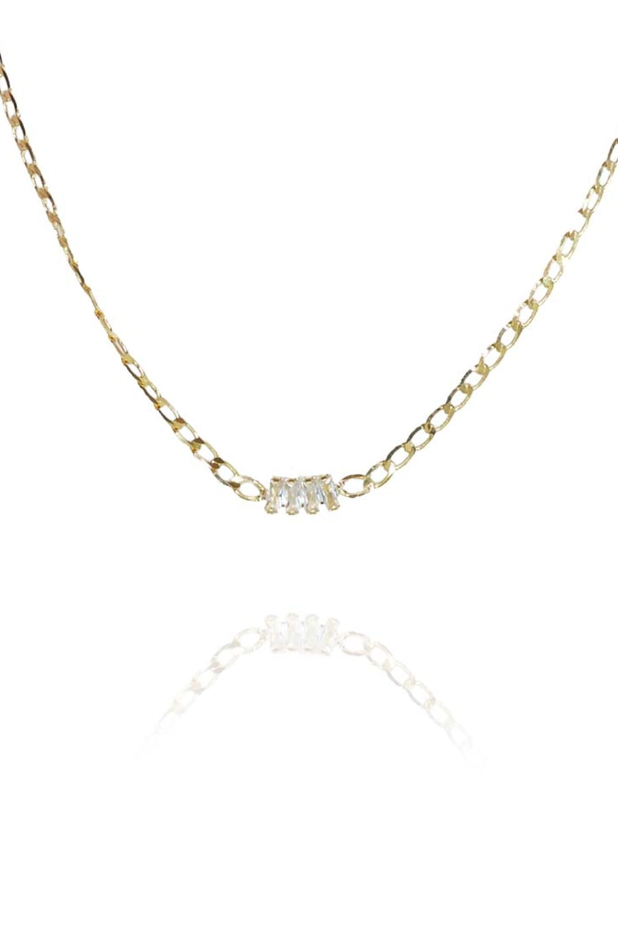 Choker de Corrente Chapada Com Zircônias ao Centro Banhado em Ouro 18k (CK0014)