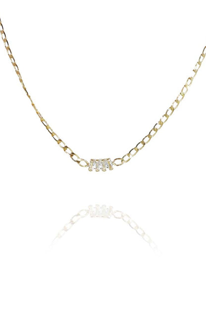 Choker de Corrente Chapada Com Zircônias ao Centro Banhado em Ouro 18k (CK0014)