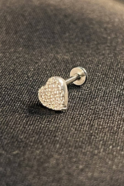 Piercing de Coração Trabalhado com Mini Zircônias
