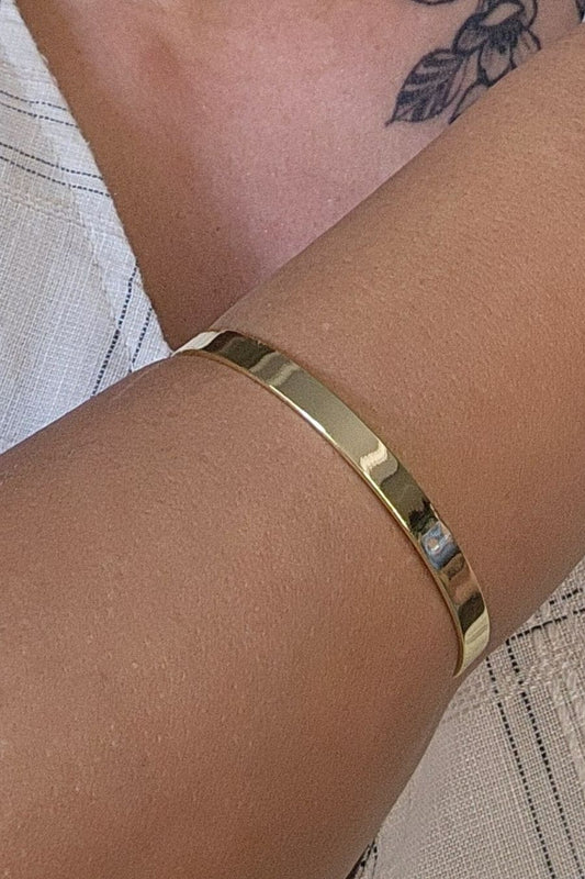 Bracelete Liso Largo Banhado em Ouro 18k (PL0060)