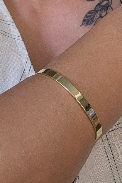 Bracelete Liso Largo Banhado em Ouro 18k (PL0060)