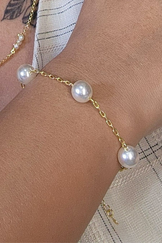 Pulseira de Pérolas Grandes Banhado em Ouro 18k (PL0059)