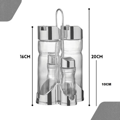 Galheteiro de vidro com suporte 5 Peças