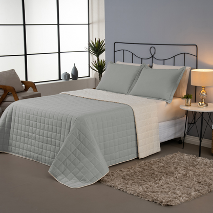 Kit Cobre Leito Matelado Dupla Face Sherpa de Carneiro 3 Peças Casal